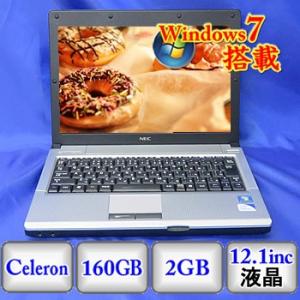 【中古】ノートパソコンNEC VersaPro VK10EB-B [PC-VK10EBBCB] -Windows7 Professional 32bit Celeron 1.07GHz 2GB 160GB ドライブ なし 12.1インチ｜p-pal