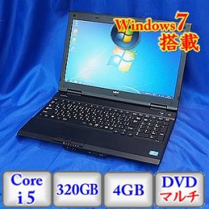 中古ノートパソコンNEC VersaPro VK26TL-G PC-VK26TLZDG Windows7 Professional 32bit Core i5 2.6GHz 4GB 320GB DVDマルチ 15.6インチ B0427N026 送料無料｜p-pal