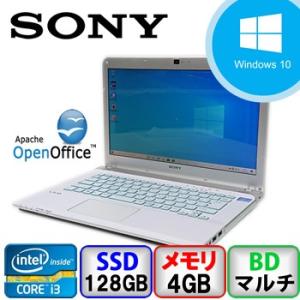 SONY VAIO Eシリーズ SVE14A38CJW Windows 10 Home 64bit Core i3 2.5GHz メモリ4GB SSD128GB BDマルチ 14.1インチ B1910N011中古ノートパソコン｜p-pal