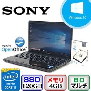 中古ノートパソコン SONY VAIO Eシリーズ VPCEB18FJ VPCEB18FJ Windows 10 Home 64bit Core i5 2.27GHz メモリ4GB 新品SSD120GB BDマルチ 15.6インチ P0319N071｜p-pal