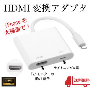 Lightning to HDMI 変換アダプタ iPhone ライトニング 変換ケーブル iPad iPod テレビ モニター 大画面