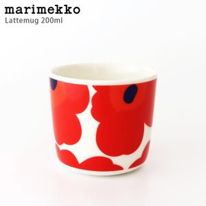 ラテマグ 単品　マリメッコ Unikko ウニッコ コーヒーカップ 200ml ハンドルなし　ホワイト×レッド