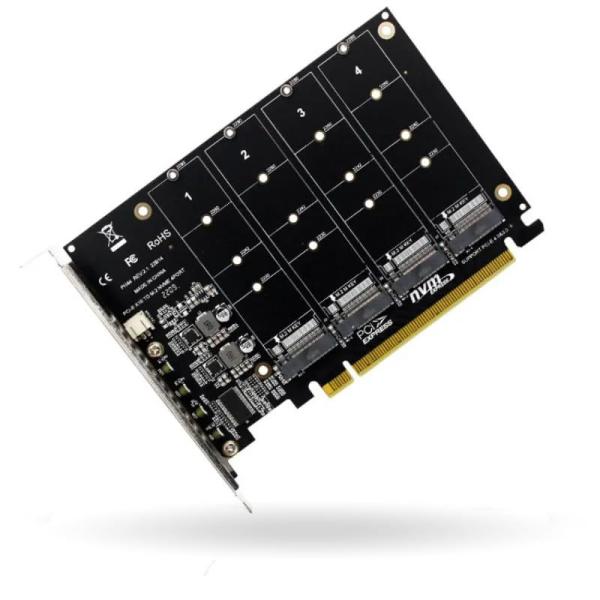 waves M.2 SSD 4スロット拡張ボード PCIe 4.0 x 16 (ヒートシンクなし)