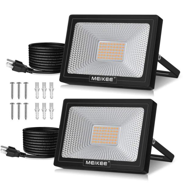 MEIKEE led 投光器 作業灯 看板灯 50W 電球色 集魚灯 駐車場灯 省エネ 高輝度 豪雨...