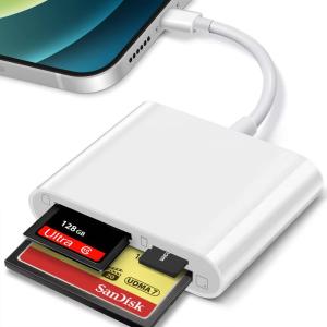 SD TF CF カードリーダー 3in1 iPhone/iPad用 SD/Micro SD/CF メモリーカードリーダー 高速 写真/動画｜p-select-market