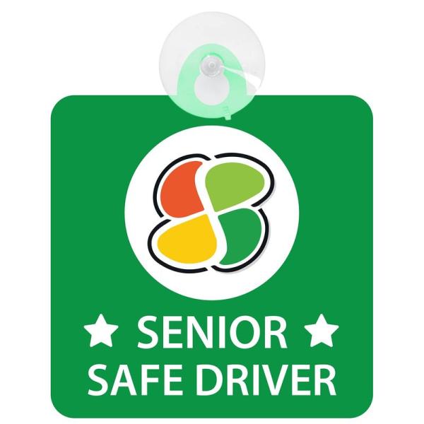 セーフティサイン 高齢者マーク SENIOR SAFE DRIVER 吸盤タイプ(グリーン)