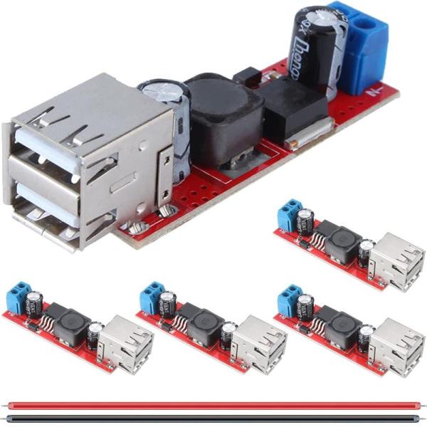 DAOKAI 5個 DC-DC 降圧型電圧レギュレータ デュアルUSB出力6-40V から 5V 3...