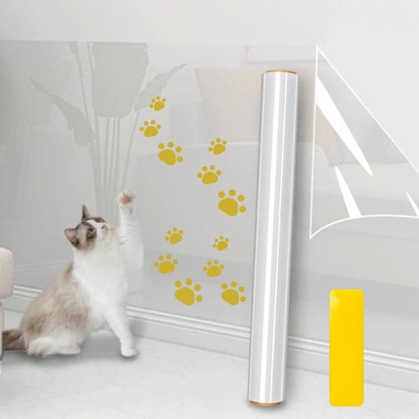 猫 壁紙保護シート 賃貸 はがせる 壁紙シール 40cm*10m 半透明 猫 つめとぎ 防止 シート...