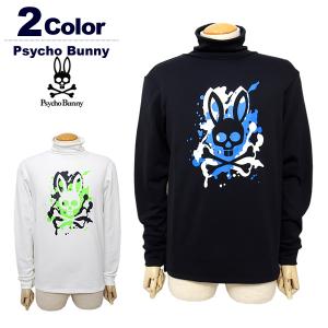 モックネックシャツ〔総柄アート〕【L寸】ブラック　サイコバニー　gf649 Psycho Bunny（サイコバニー） セール/30％OFF ゴルフウェア
