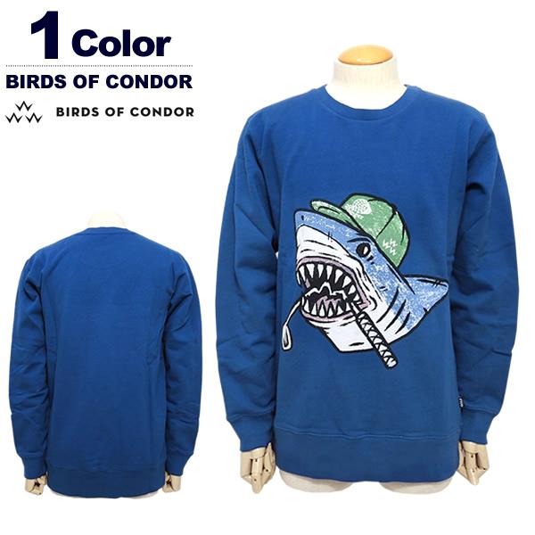 バーズオブコンドル メンズ スウェット ゴルフ プルオーバー コットン 裏毛 シャーク プリント N...