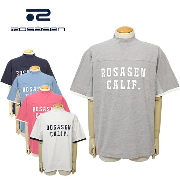 ロサーセン ゴルフウェア メンズ モックネック 半袖 フットボールT ストレッチ 吸水速乾 UV 抗...