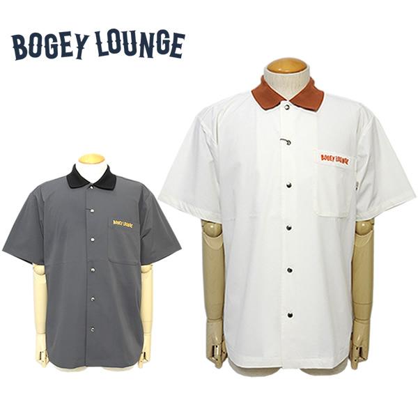 ボギーラウンジ ゴルフ シャツ メンズ 半袖 前開き ナイロン ストレッチ 配色 BOGEYLOUN...