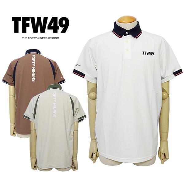 TFW49 ゴルフ メンズ ポロシャツ 半袖 ストレッチ ナイロンベアスムース LINE SLEEV...