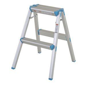 スタンダードタイプの軽量 踏み台 （2段・シルバー）　PFC-57C　