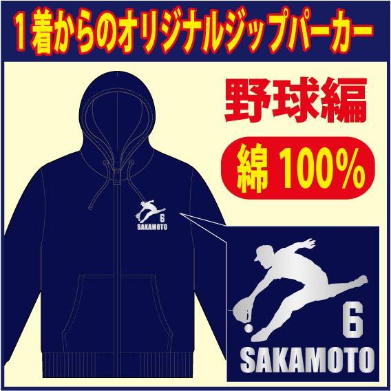 ジップスウェットパーカー  紺（ネイビー）/ 他  野球柄　デザイン確定後、発送まで1週間前後！大好...