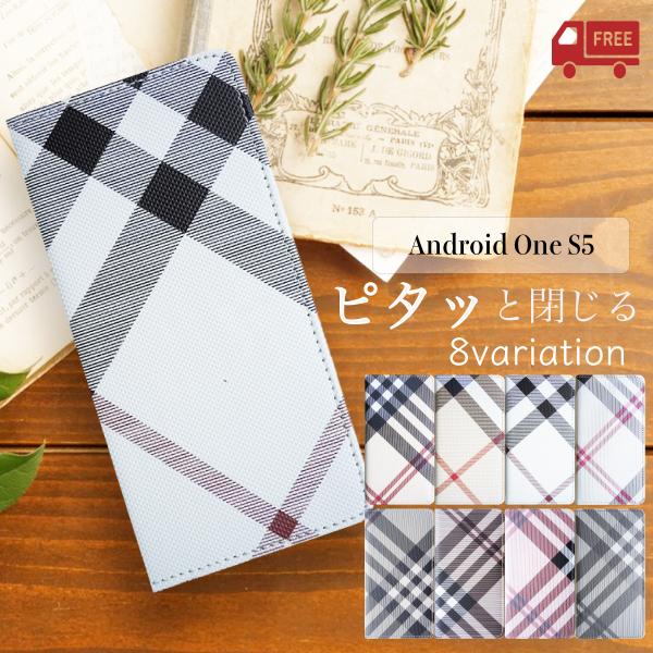 Android One S5 手帳 手帳型 ケース チェック チェック柄 送料無料 スマホケース ス...