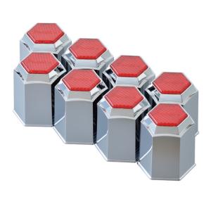 プラナットキャップ ホイールナットカバー 41mm 8個入 大型車 8穴 トラック リア 赤色反射板付 メッキ仕上げ ばね固定式 パーマン