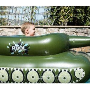 戦車デザイン プールフロート 浮き輪 カーキ ...の詳細画像2