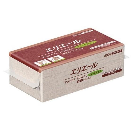 ☆【30個・1ケース】中判 エリエール ペーパータオル スマートタイプ 無漂白シングル 200枚（中...