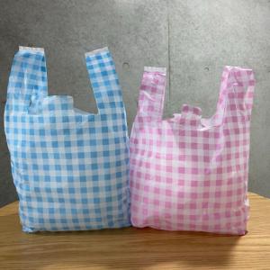 【100枚】レジ袋 チェック柄 ピンク 30号...の詳細画像1
