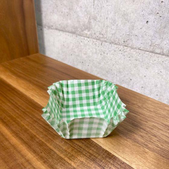 【250枚】四角50・チェック柄（緑） オーブンケース 四角50（50＋50）×30 業務用  お弁...