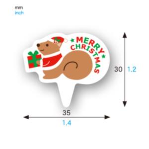 【500枚】XG301 ケーキピック こりすサンタ（30×35）天満紙器 クリスマス 飾り ケーキピック　500枚入【代引き不可】｜package-marche