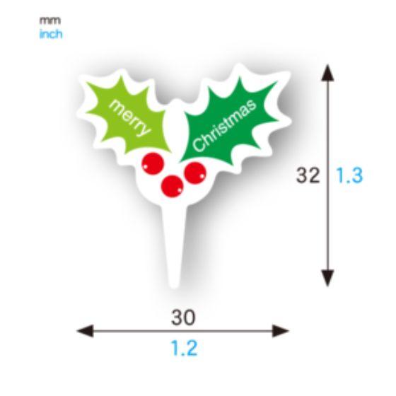 【100枚】XG333 ケーキピック ヒイラギ（30×32）天満紙器 クリスマス 飾り ケーキピック...