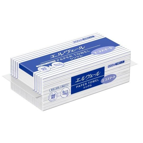 【35個・送料無料】エコスマート シングル 中判 （200枚） エルヴェール ペーパータオル エリエ...