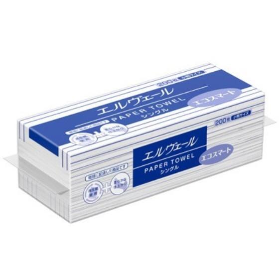 【84個・送料無料】 エコスマート シングル 小判 （200枚） エルヴェール ペーパータオル エリ...