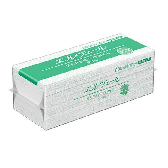 【42個・送料無料】エコダブル 小判 （200組/400枚） エルヴェール ペーパータオル エリエー...