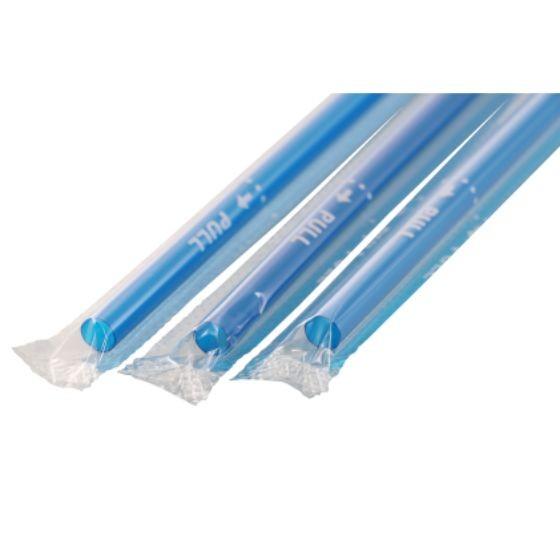 【500本×20箱】ストレートストロー 青（袋 6×210mm） フィルム包装 シバセ工業 DAIY...