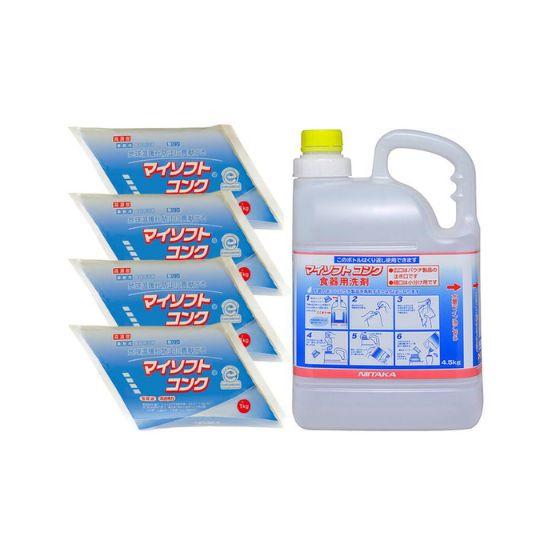 【1kgＸ4袋＋5L希釈容器 セット】マイソフトコンク ニイタカ 食器用洗剤 業務用 洗浄剤 洗剤 ...