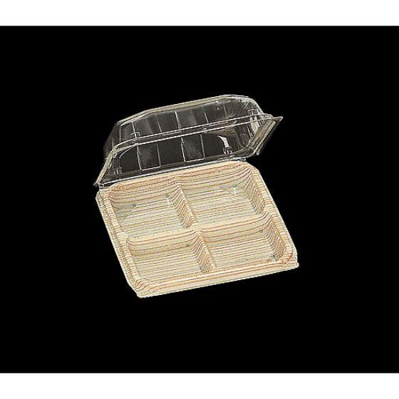 【50枚】WK-4 木目 華詩パック 136×137×H42mm 福助工業 使い捨て 業務用 菓子容...