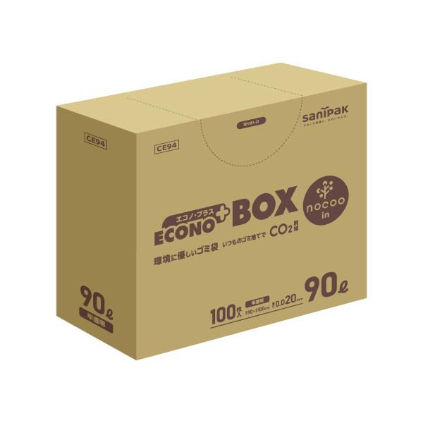 【ケース販売】90L 400枚(100枚×4冊) 日本サニパック エコノプラス 半透明 0.020m...