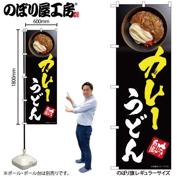 のぼり のぼり旗 SNB-5317 カレーうどん W60×H180cm 1枚 三方三巻 販促 商売繁...