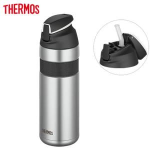 サーモス THERMOS 自転車 バイク 真空断熱ストローボトル 水筒 (ステンレスブラック) FFQ-600｜paddle-club