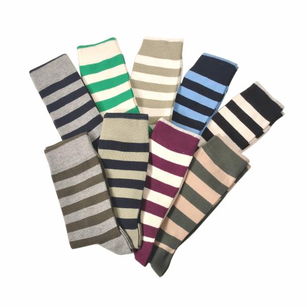 DEMOCRATIQUE SOCKS デモクラティックソックス クルーソックス ボーダーストライプ柄...