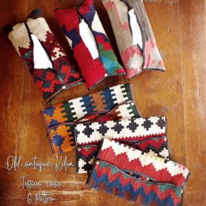 【送料無料】【買い付け 1点物】KILIM キリム　オールドキリム　ティッシュケース(6色)｜paduu