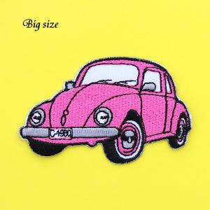 ワッペン 車(くるま) 濃ピンク 大きいサイズ...の詳細画像1