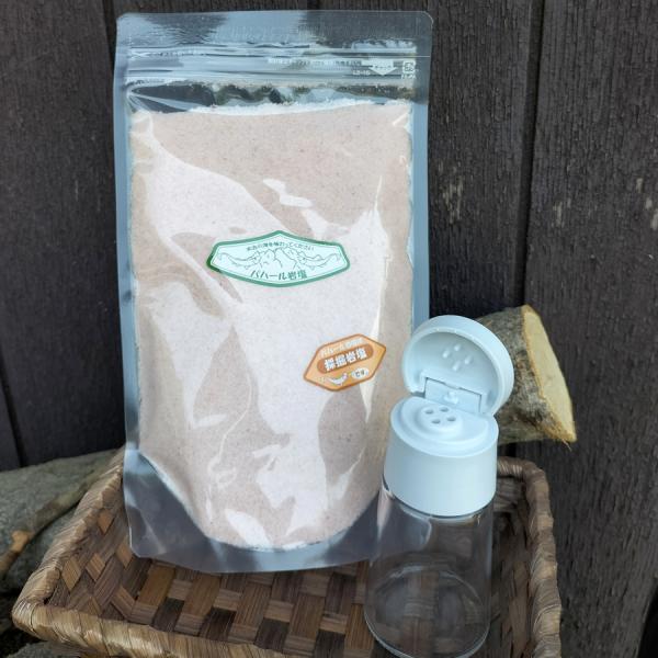 パハール岩塩gift8:粉末500ｇ×1袋/ガラス塩容器×１本（ギフトボックス入り）