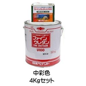 ニッペ 木部用ファインウレタンＵ１００ 日本塗料工業会中彩色（主剤＋硬化剤） 4Kgセット/２液 油性 艶有り 艶調整可能(※別料金) 日本ペイント｜paint-lucky