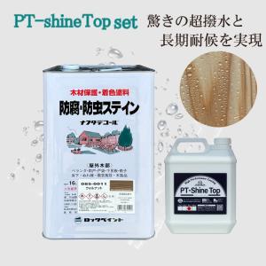 キシラデコール同等品のナフタデコールとPT-Shine Topのセット品 16L＋4kg 全14色 シャイントップ 防腐・防虫 ステイン 木部 木材 保護 ロックペイント