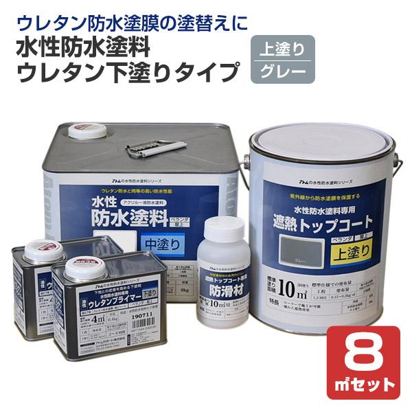 水性防水塗料　８m2セット　ウレタン防水下地塗り替え用（ウレタンタイプ）  アトムハウスペイント