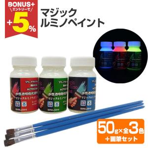 BONUS+5%】 マジックルミノペイント 50g×3色＋文字筆セット （水性透明