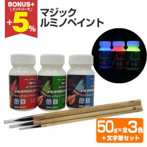 BONUS+5%】 マジックルミノペイント 50g×3色＋画筆セット （水性透明