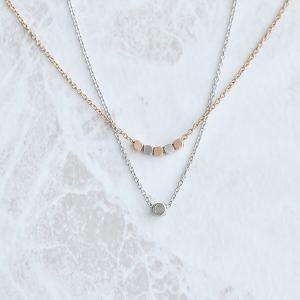 Lauss つけっぱなしok ステンレス素材のすっきりチェーンネックレス ダイスビーズ 【メール便対応】 opp00054 （正方形パッケージ）mail