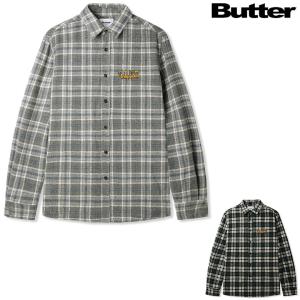 バターグッズ シャツ BUTTER GOODS CATERPILLAR FLANNEL SHIRT チェックシャツ ネルシャツ スケート スケーター｜pajaboo