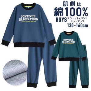 パジャマ メンズ 内側が綿100% 長袖 春 秋向き スウェット上下 リブ