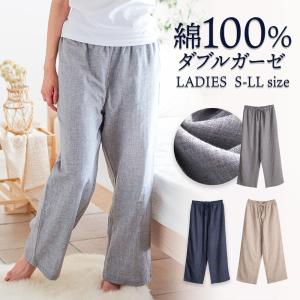 6-1116：綿100％ ダブルガーゼ もんぺパンツ＆プルオーバーセット ルームパンツ レディース 綿100％ ダブルガーゼ パジャマ 春 夏