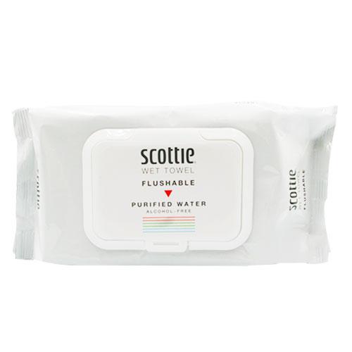 コストコ スコッティ トイレに流せる厚手ウェットタオル (80枚×１袋) ノンアルコール 無香料 弱...